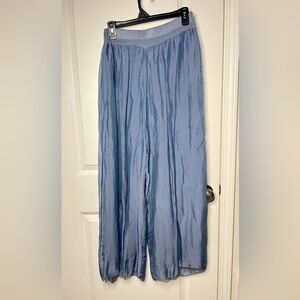 Belle France Silk Blend Wide Leg Lined Blue shade Palazzo Pants XL
